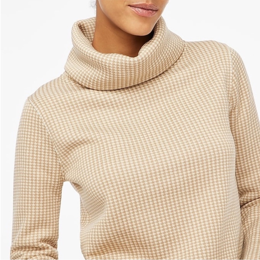 J.Crew Long-sleeve funnelneck pullover NWT Size Medium in Camel Ivory - Picture 2 of 9